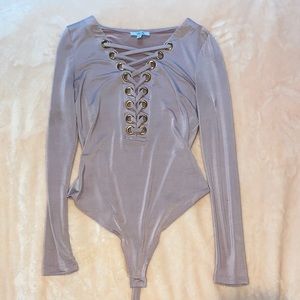 Satin lace up bodysuit